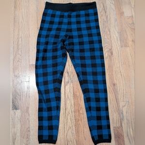 Blue & Black Buffalo Plaid Sweater Leggings Size L